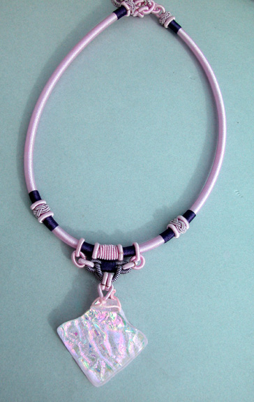 Spring Garden Pink Diamond On Chinese Silk Cord Necklace Spring Garden Pink Diamond On Chinese Silk Cord Necklace